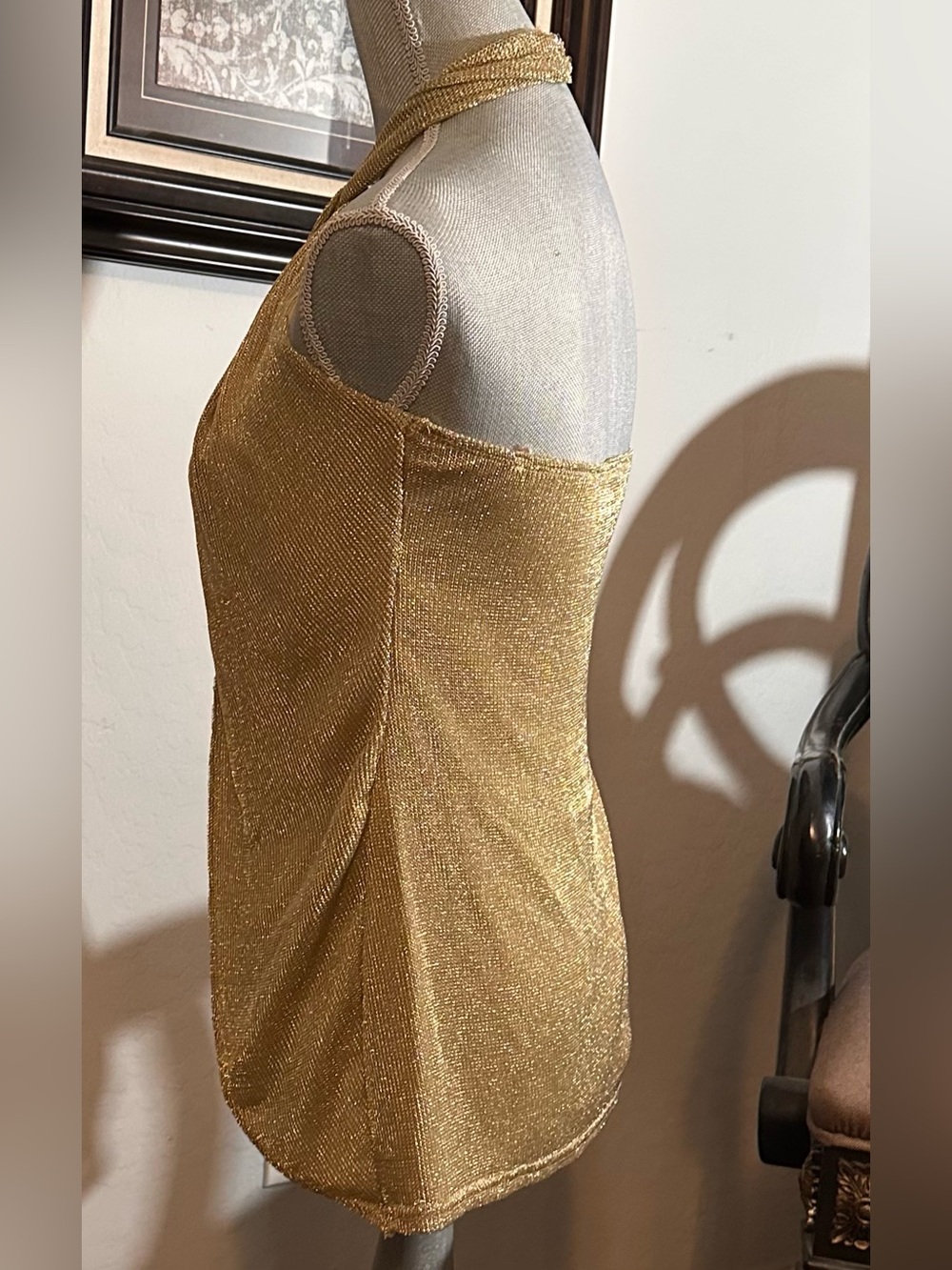 12th Tribe Moonlit Kiss Gold Lurex Halter Top - Picture 6 of 13